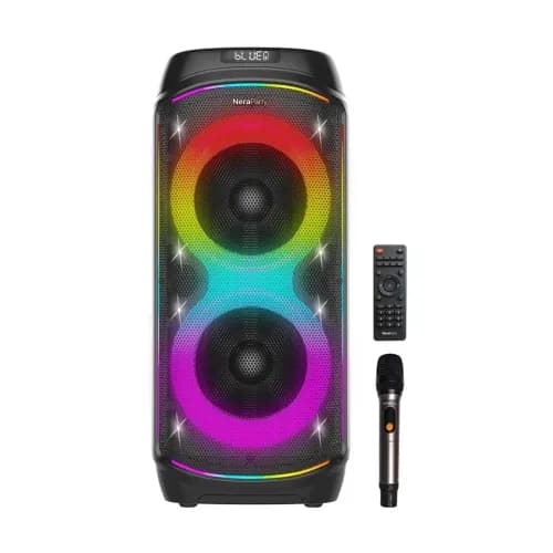 FANTECH NeraParty NP02 700W Wireless Party Speaker | Bluetooth 5.3 | Dual 8" Woofer | RGB Light | 2 Wireless Microphones | Karaoke Speaker