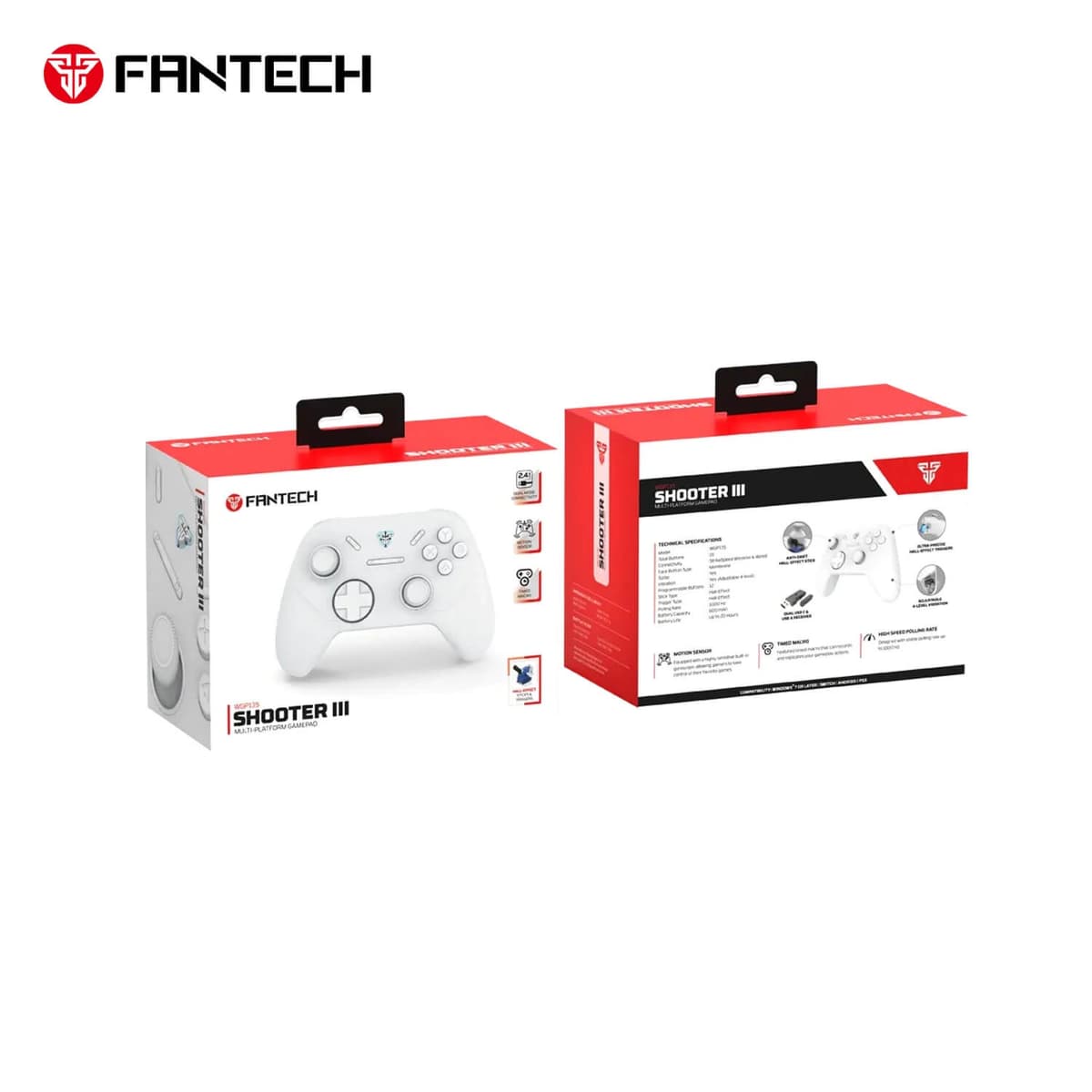 FANTECH WGP13S SHOOTER III WIRELESS GAMEPAD BLACK, White - DUAL CONNECTION - 8