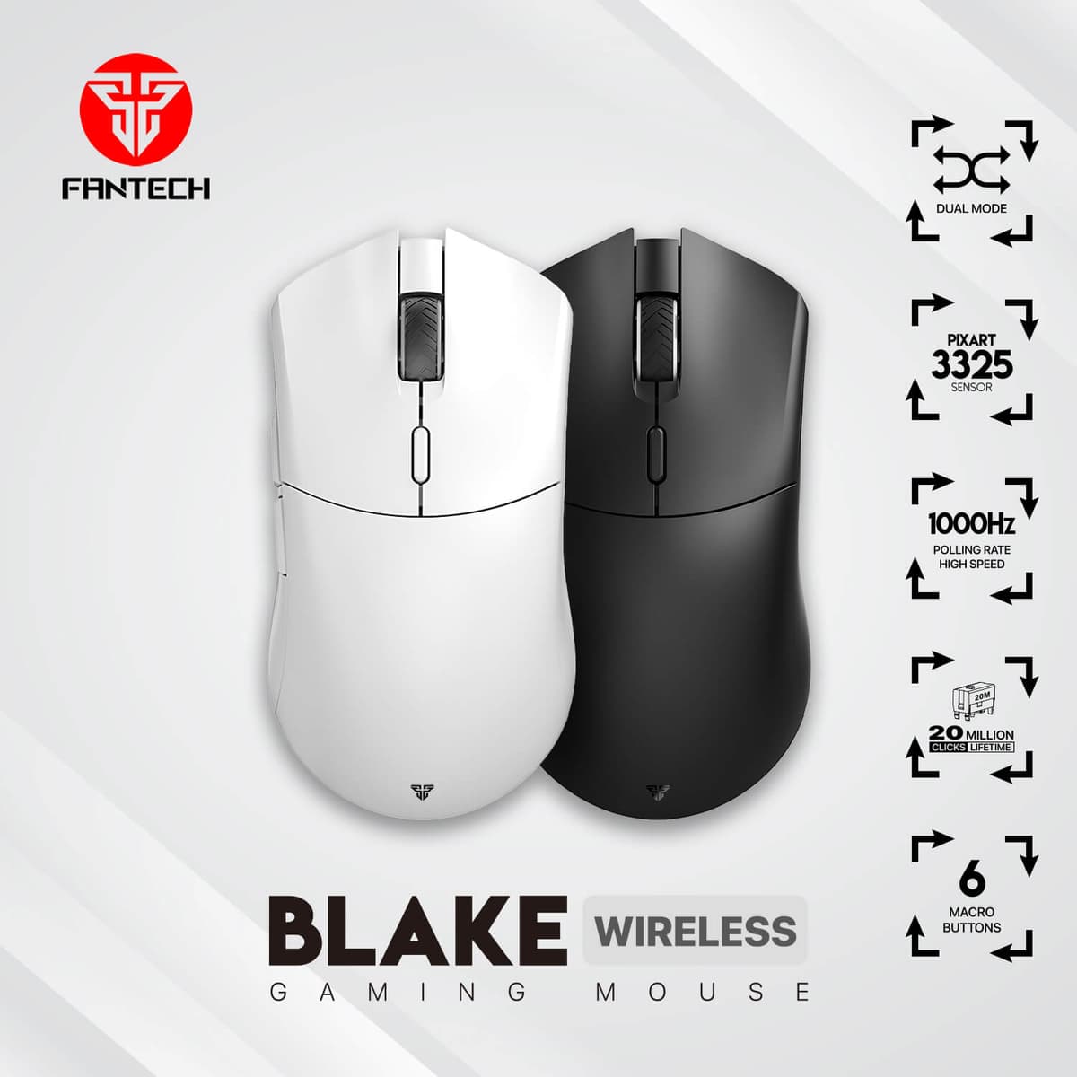 FANTECH WGC5S BLAKE S Wireless Gaming Mouse 12000 DPI Pixart 3325 - 1