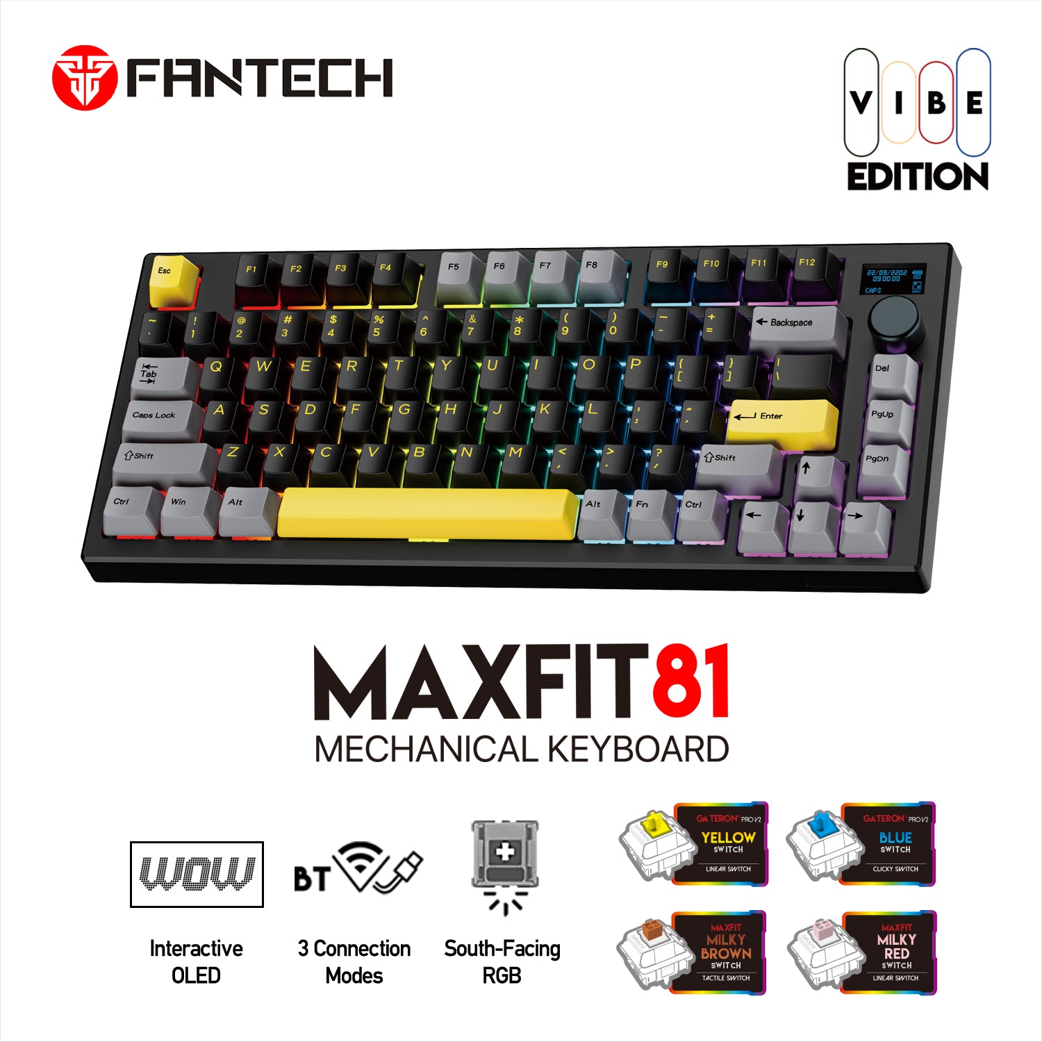 FANTECH MAXFIT81 MK910 VIBE EDITION  RGB TRI-MODE CONNECTIONS MODULAR