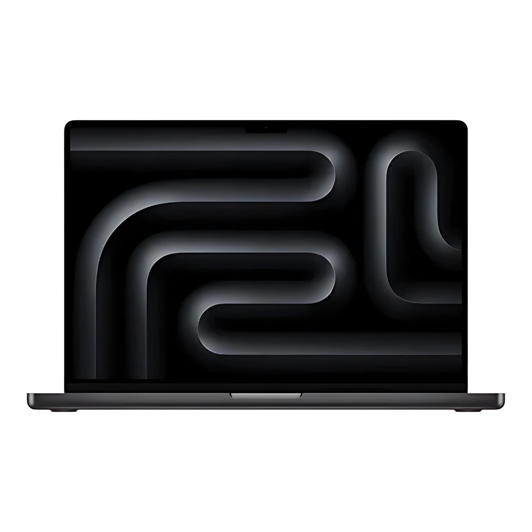 Apple MacBook Pro 16-inch laptop in Space Black, featuring a high-resolution Liquid Retina XDR display, powerful M3 Pro or M3 Max chip, and a sleek, modern design for professional performance and creativity.