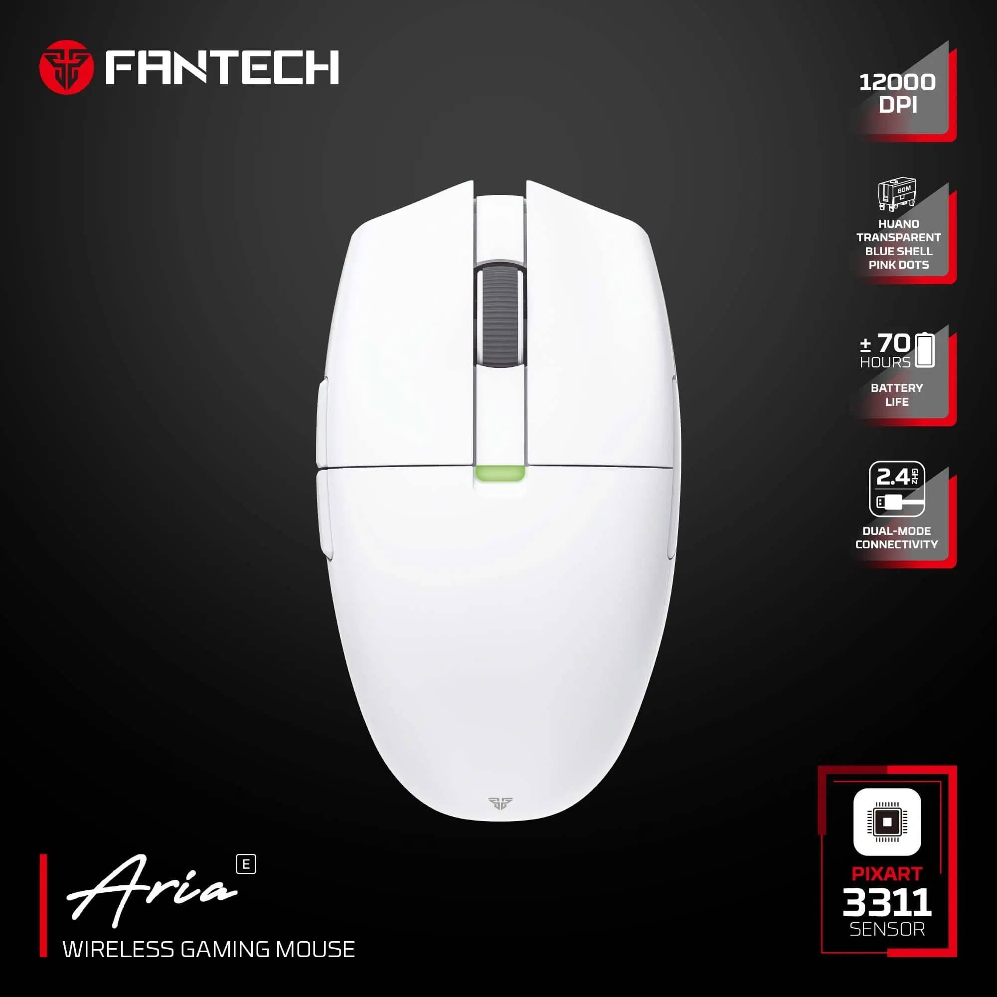 FANTECH ARIA XD7E WIRELESS GAMING MOUSE Black - White