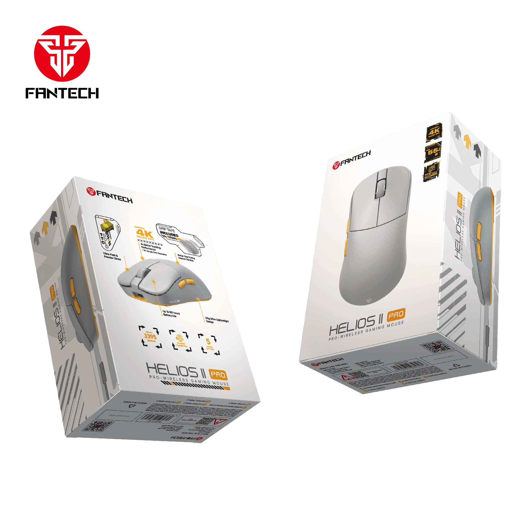 FANTECH HELIOS II XD3V3 4K PRO WIRELESS ULTRA LIGHTWEIGHT GAMING MOUSE – GREY
