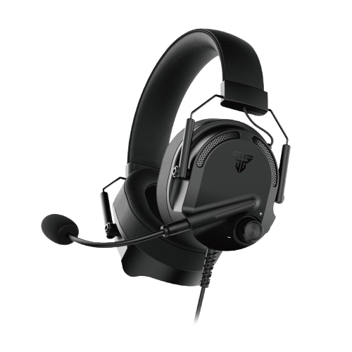 Black FANTECH HG23 Captain 7.1 gaming headset with a durable metal frame, soft cushioned ear pads, adjustable headband, noise-isolating microphone, and immersive 7.1 surround sound, ideal for competitive gamers and streamers.
