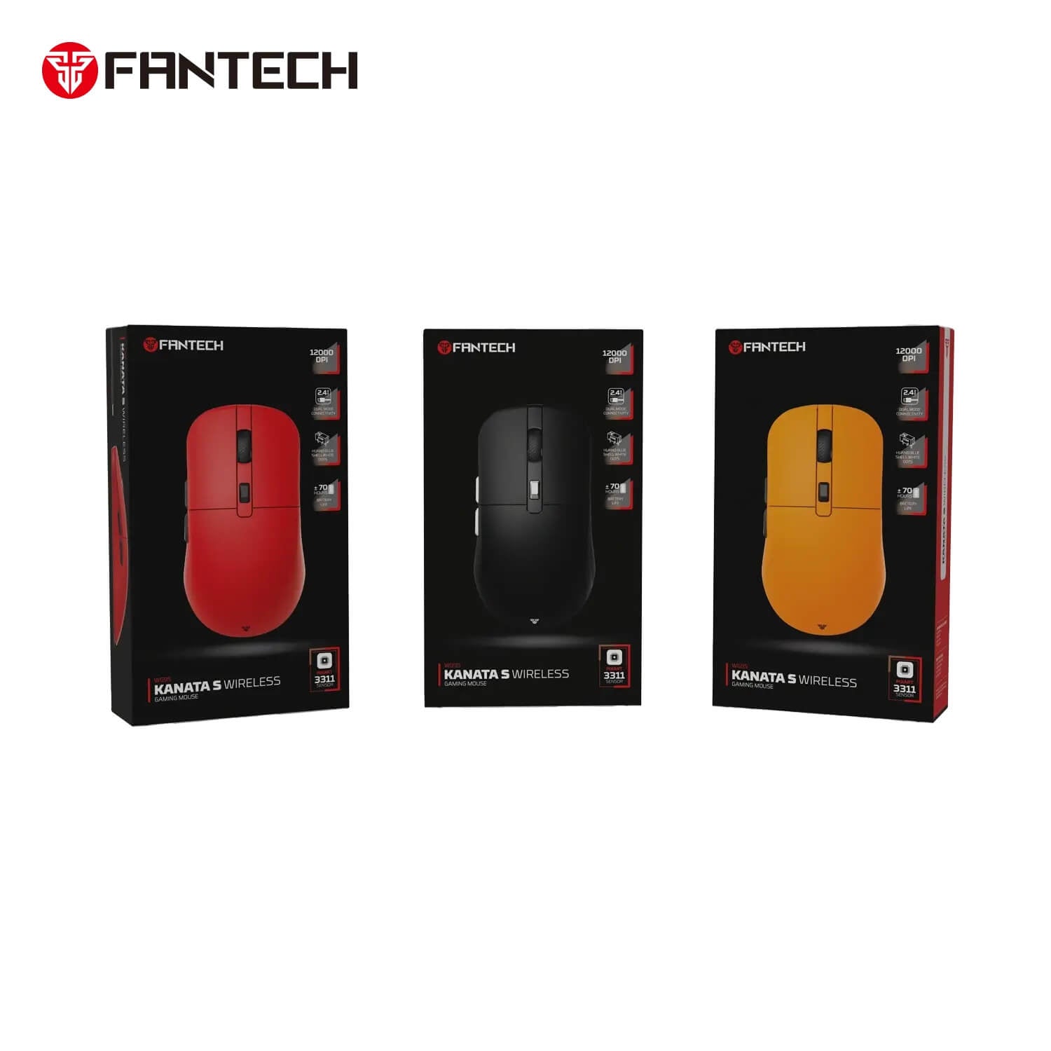 FANTECH KANATA S WG9S WIRELESS GAMING MOUSE Black - Yellow - Red