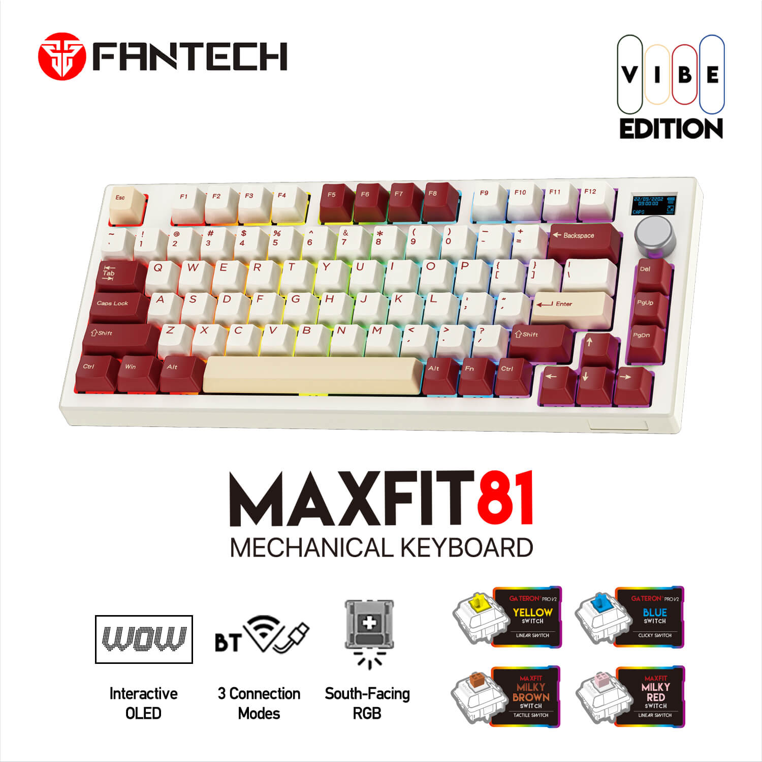 FANTECH MAXFIT81 MK910 VIBE EDITION  RGB TRI-MODE CONNECTIONS MODULAR