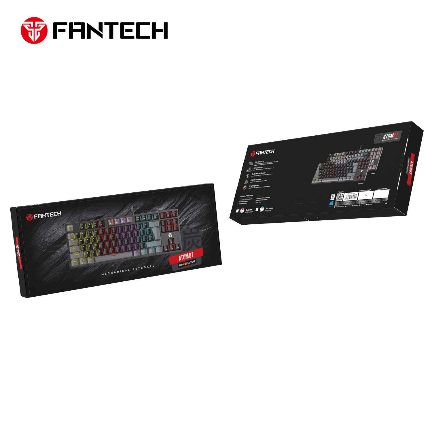 FANTECH MK876V2 ATOM87 RGB MECHANICAL KEYBOARD SUMI EDITION - BLACK