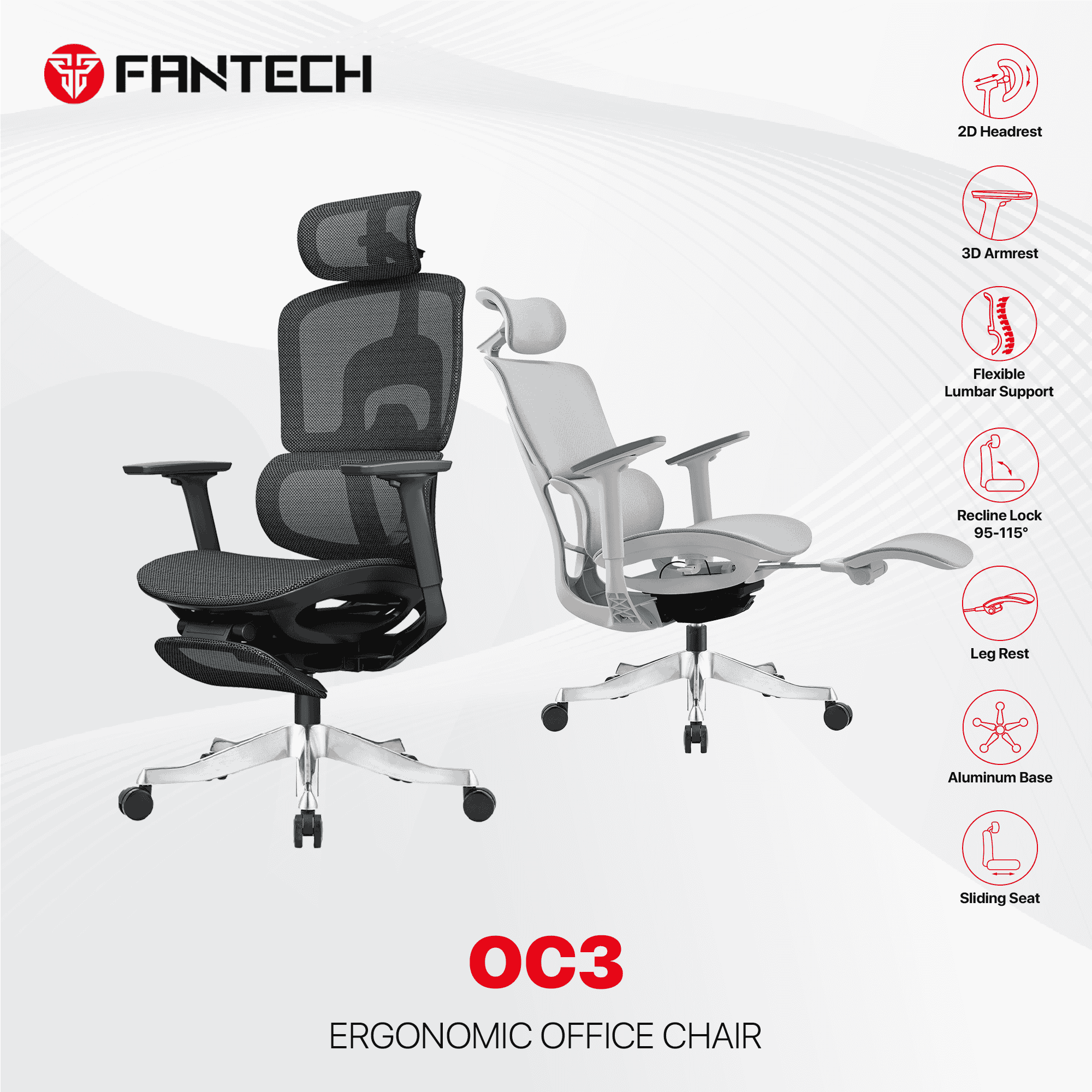 FANTECH OC3 ERGONOMIC OFFICE CHAIR