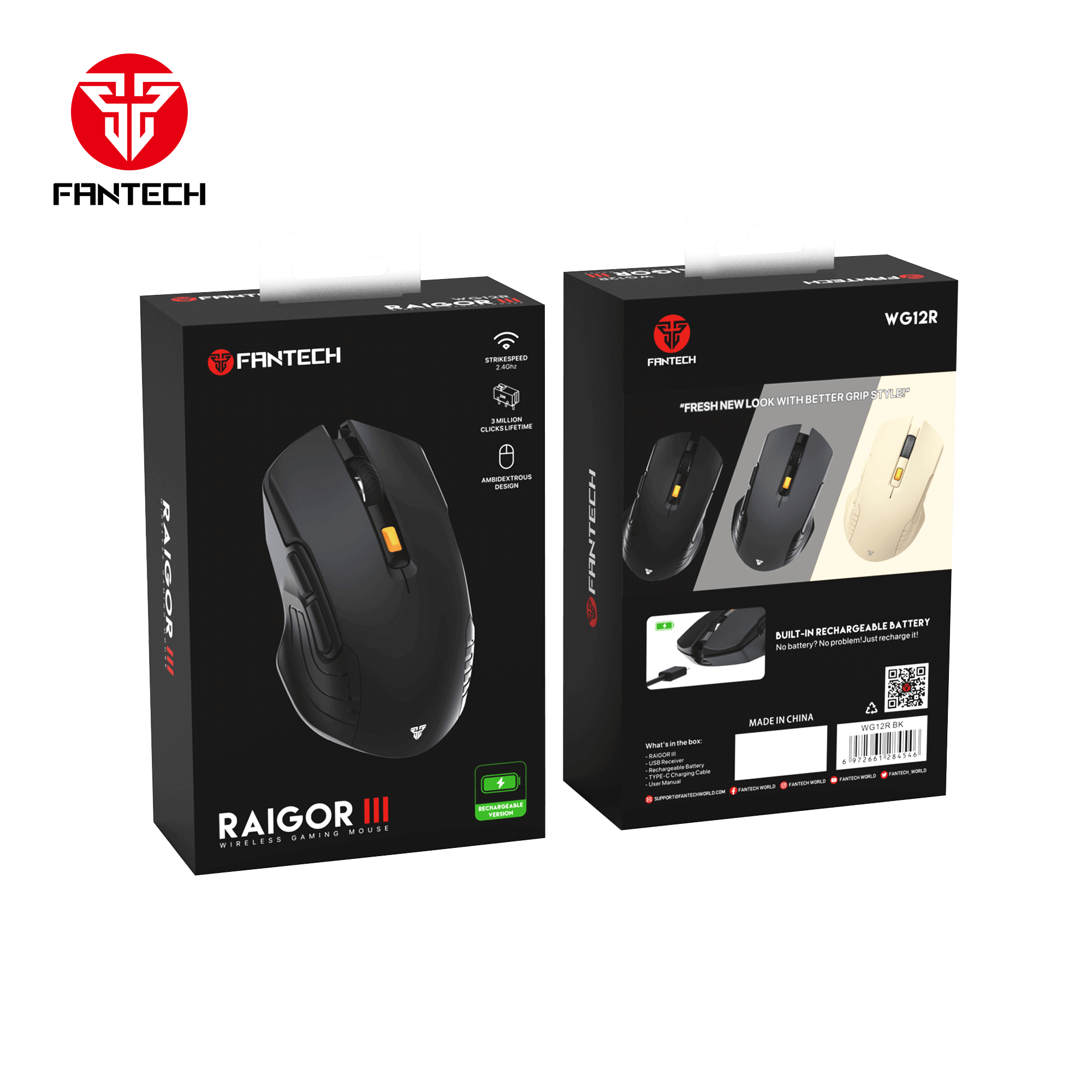 FANTECH RAIGOR III WG12R RECHARGEABLE WIRELESS GAMING MOUSE