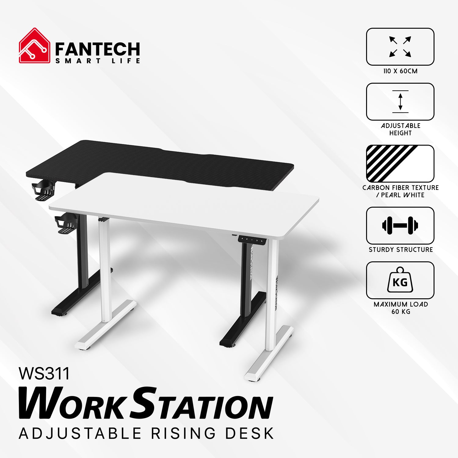 FANTECH WORKSTATION WS311 ADJUSTABLE RISING DESK – BLACK