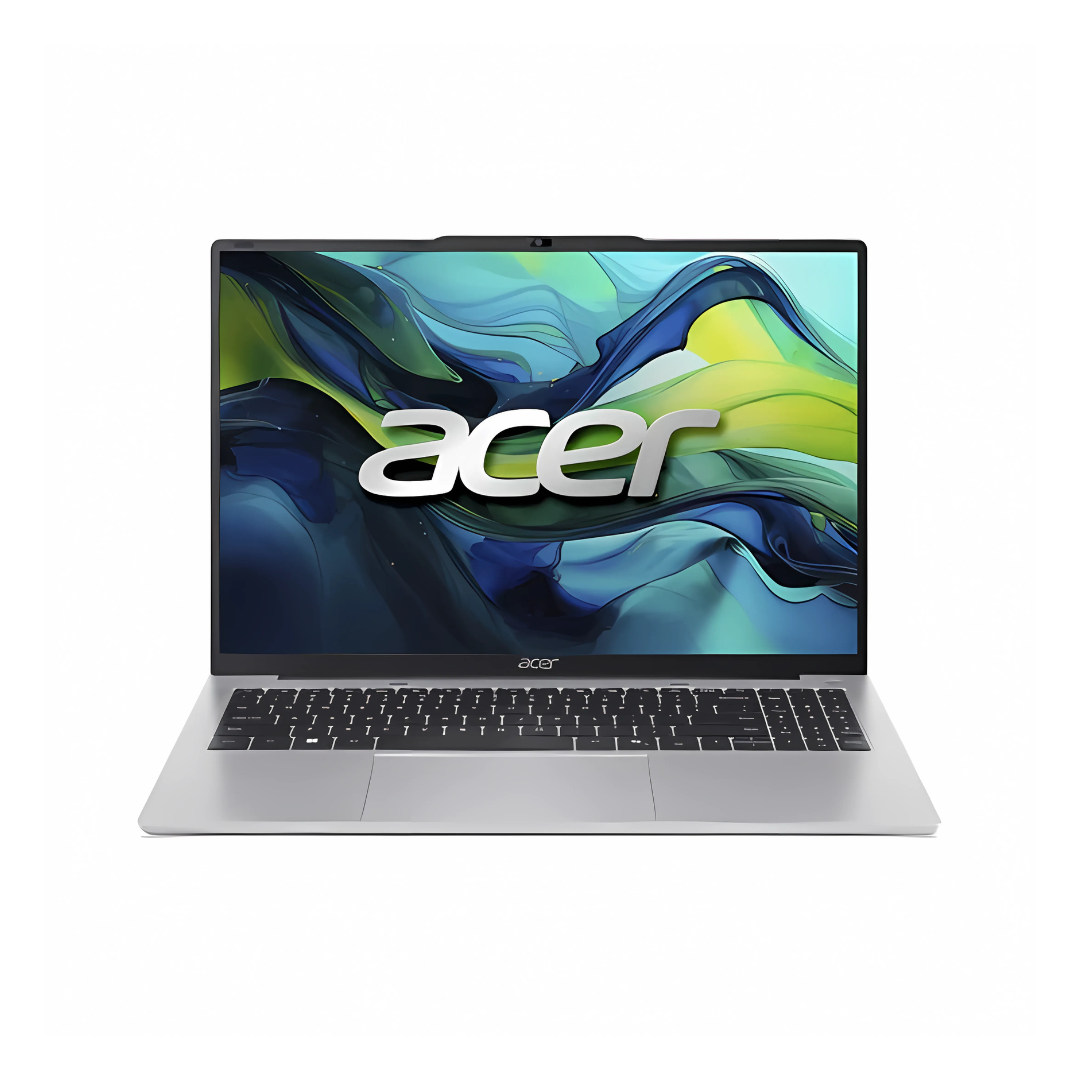 Acer Aspire 16 laptop, front view with screen on.