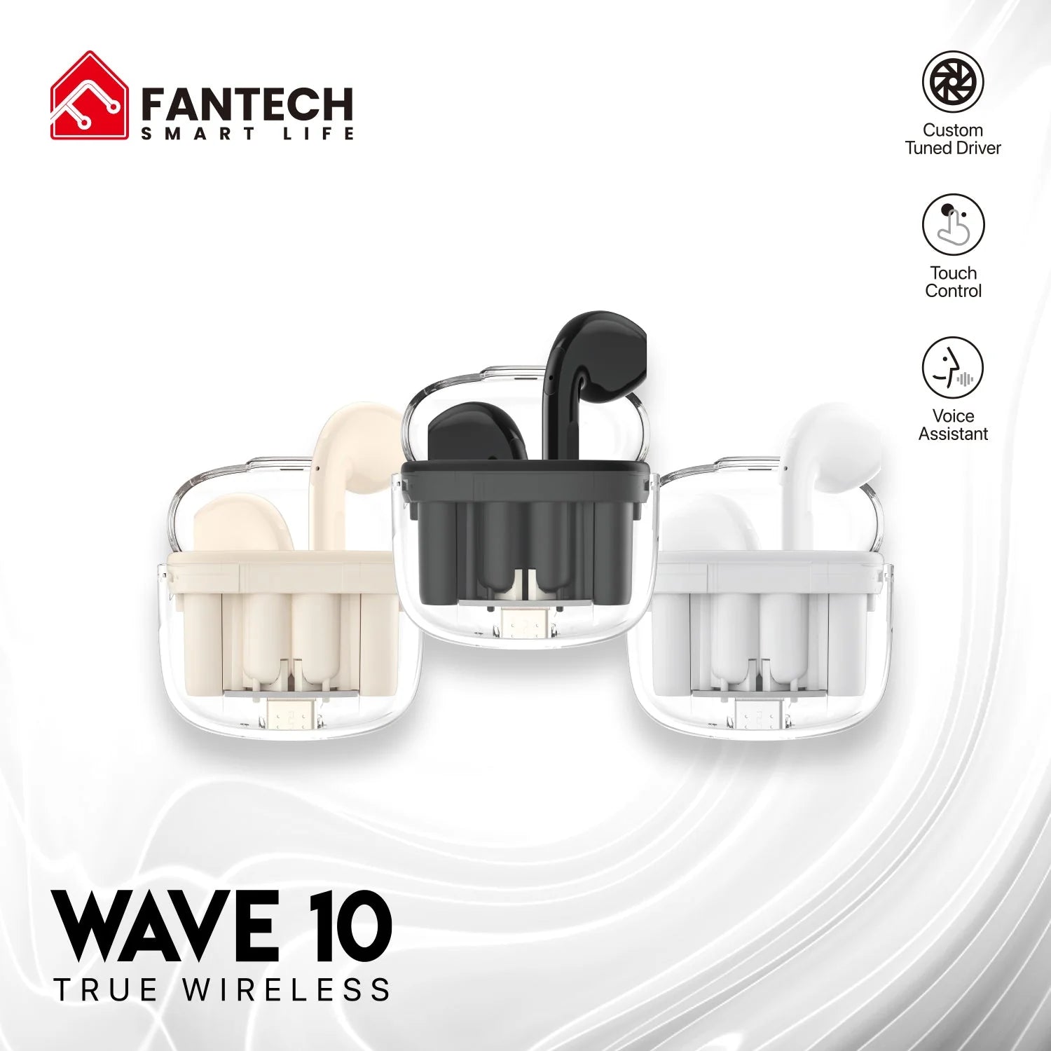 Fantech TWS Bluetooth Wireless Wave 10 TW10 Built-in Microphone