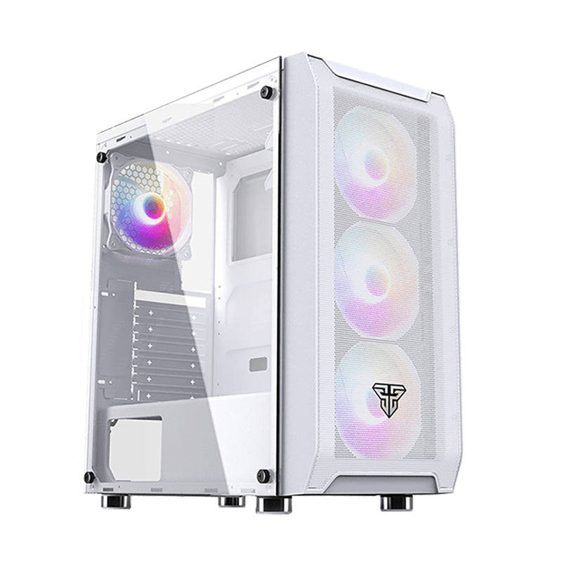 Fantech Aero CG80 mid-tower PC case, white with ARGB fans.