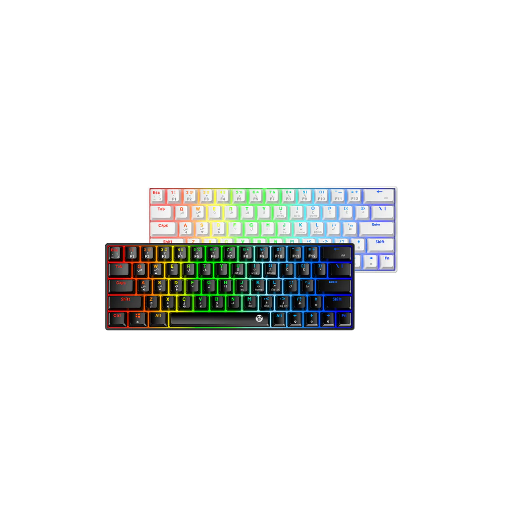 Fantech Atom63 MK859 gaming keyboard, two color options with RGB lighting.
