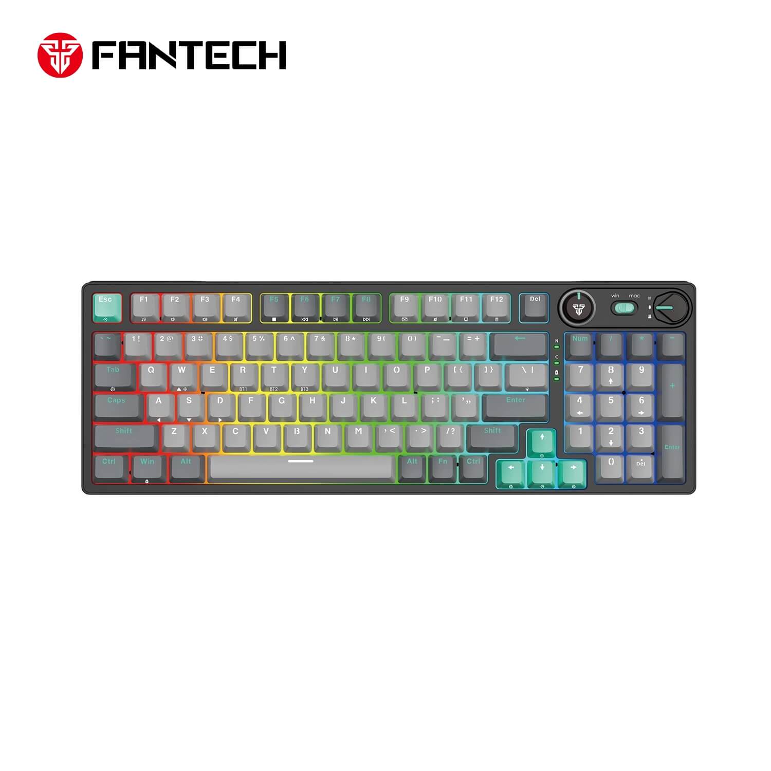 Fantech Atom Pro96 gaming keyboard, with RGB lighting.