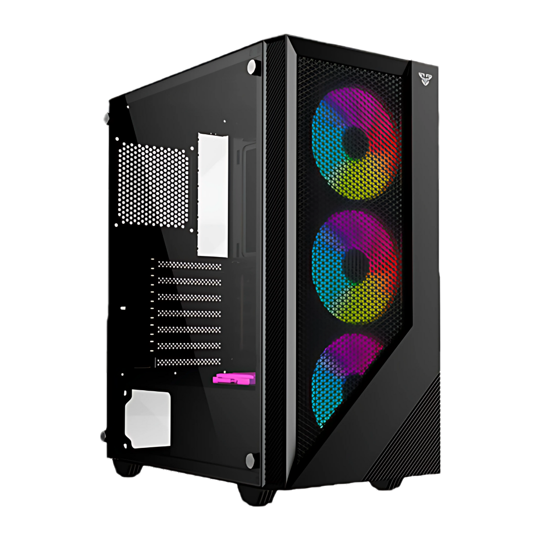 Fantech CG77 mid-tower PC case with RGB fans.