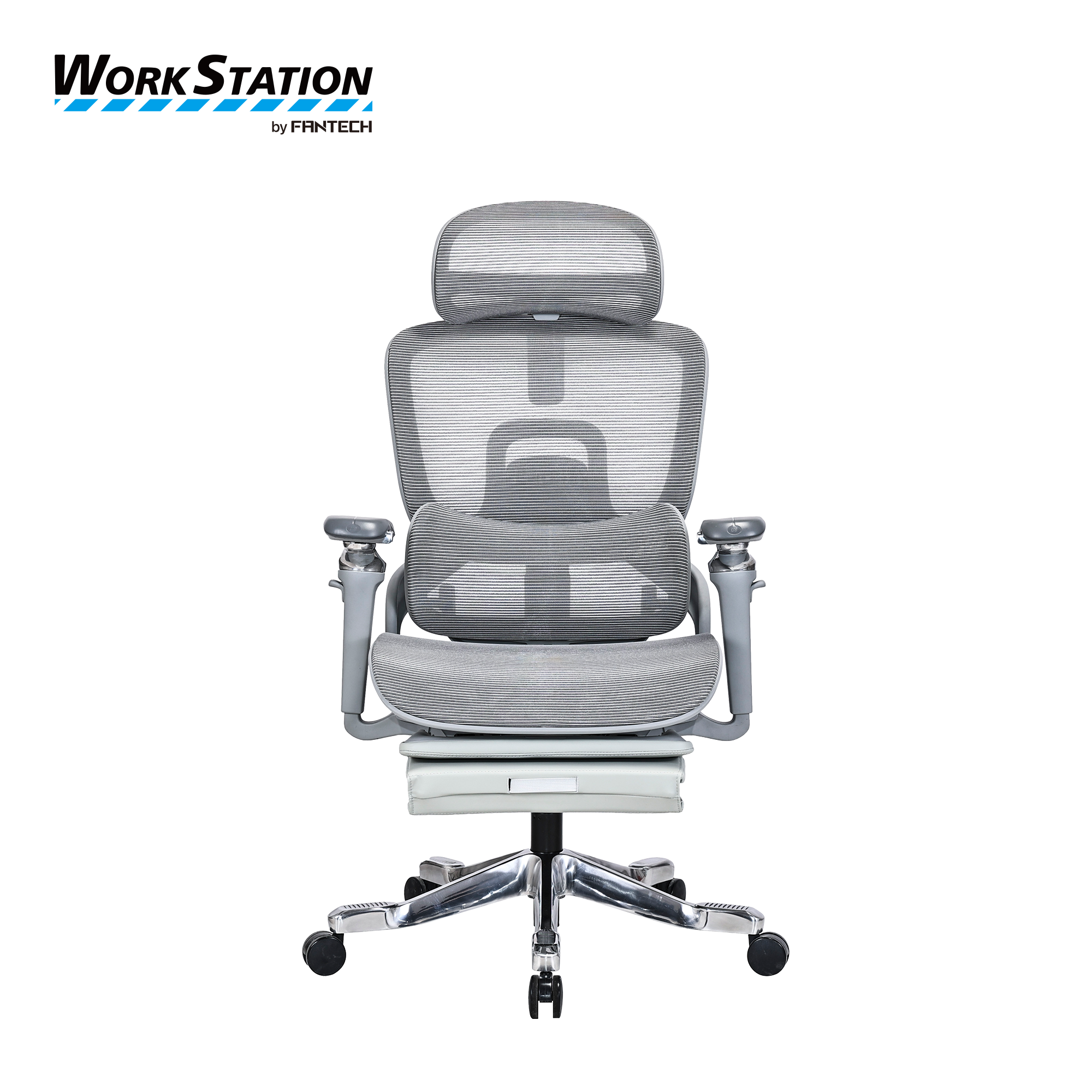 Fantech CW1 gaming chair in white featuring ergonomic design, breathable backrest structure, fixed armrests, adjustable seat height with gas lift system, strong 5 star base, and smooth rolling casters suitable for gaming and office use.