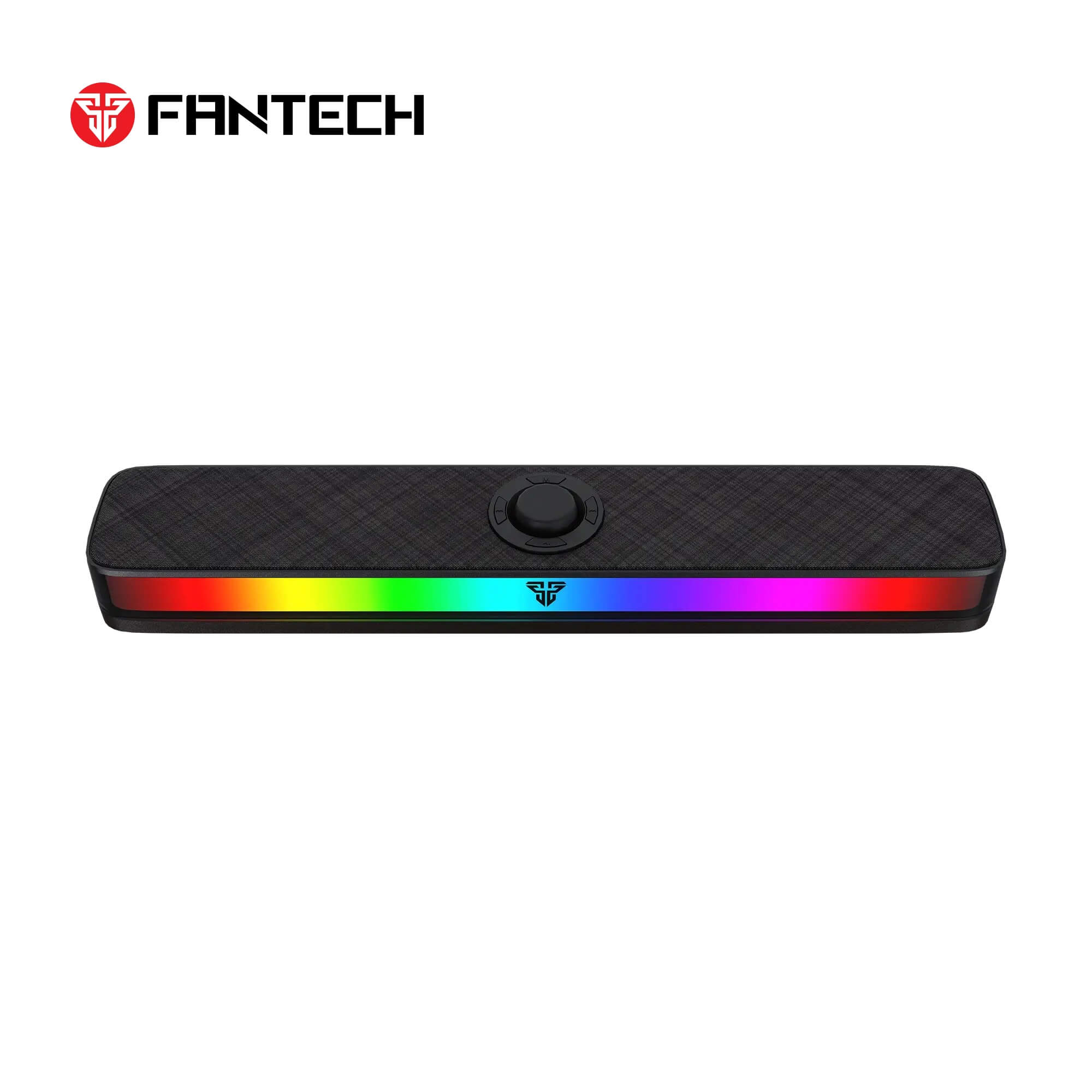 Fantech Groove Bar Pro GS306 speakers, black, with center RGB lighting.
