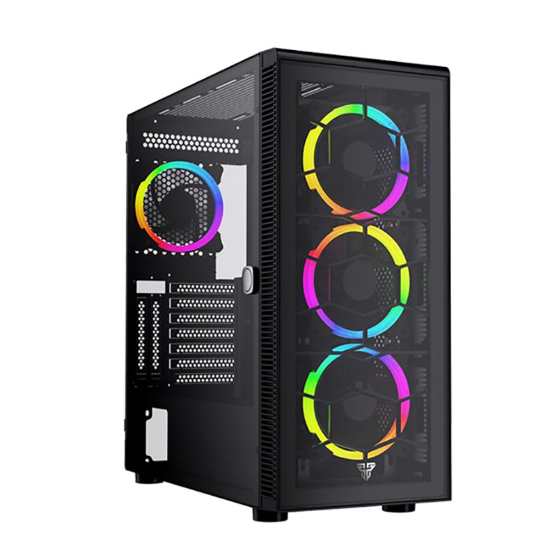 Fantech Hexa CG82 mid-tower PC case, black with ARGB fans.