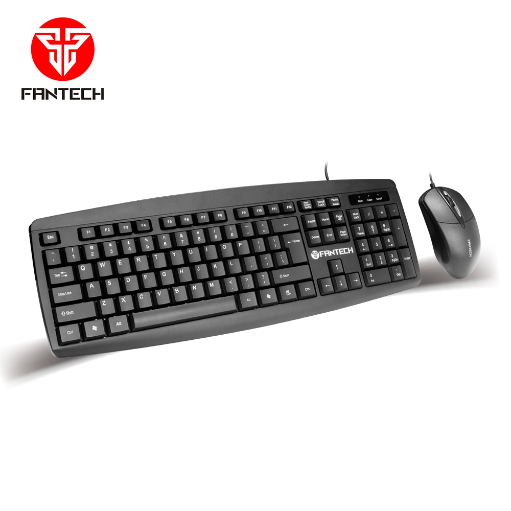 Fantech KM100 wired keyboard and mouse combo, black.
