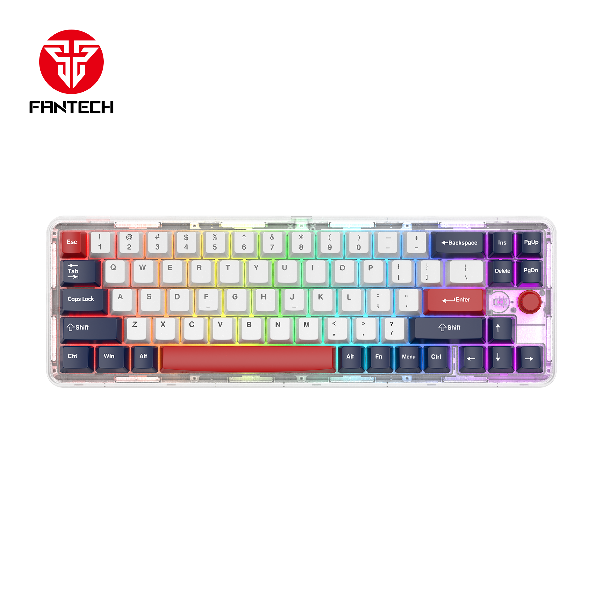 Fantech MAXFIT70 MK911 keyboard, top view with RGB lighting.
