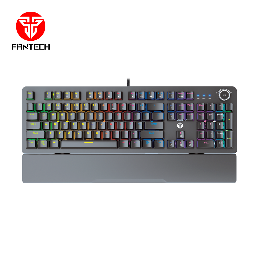 Fantech MaxPower MK853 gaming keyboard, with wrist rest and RGB lighting.
