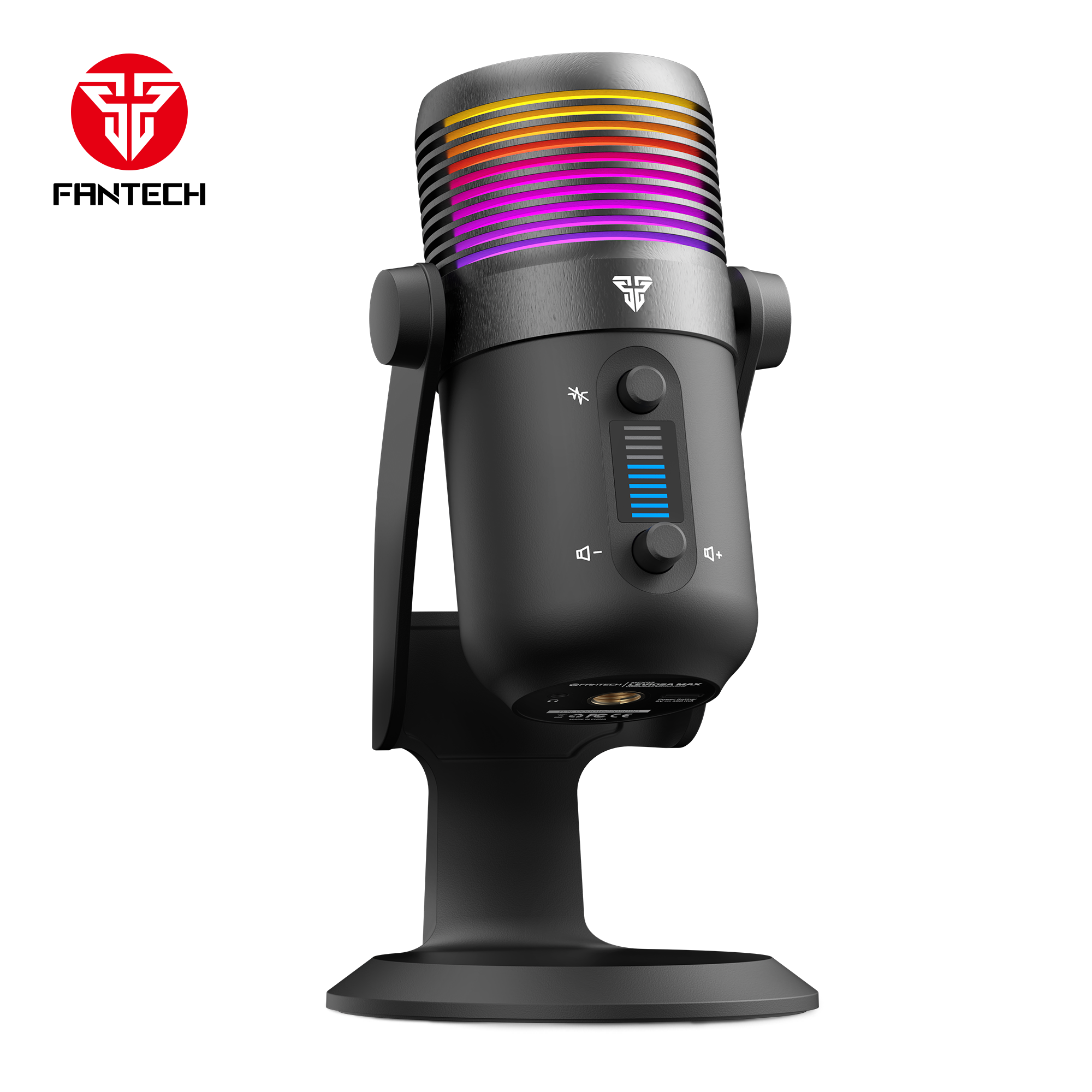 Fantech MCX03 Leviosa Max microphone, black, with RGB lighting.

