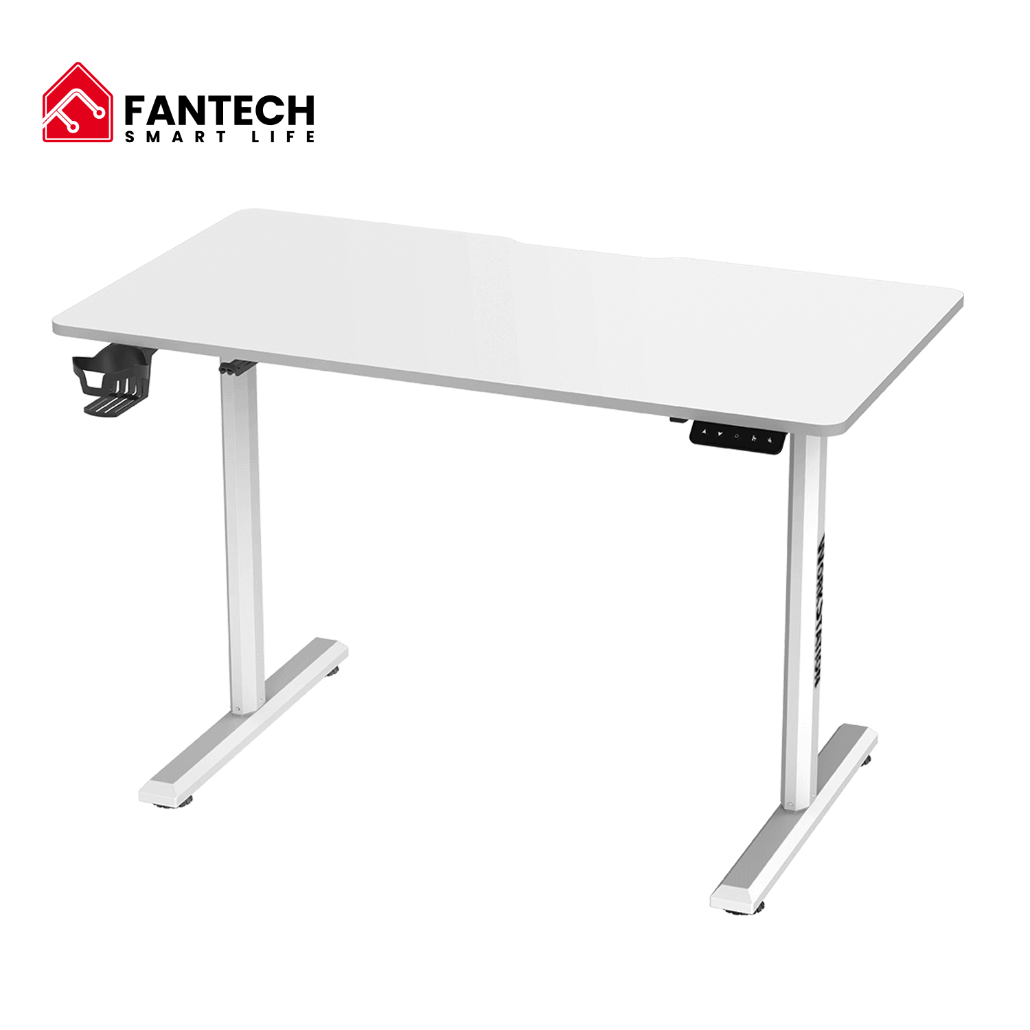 Fantech Motus ED1 adjustable standing desk, white.