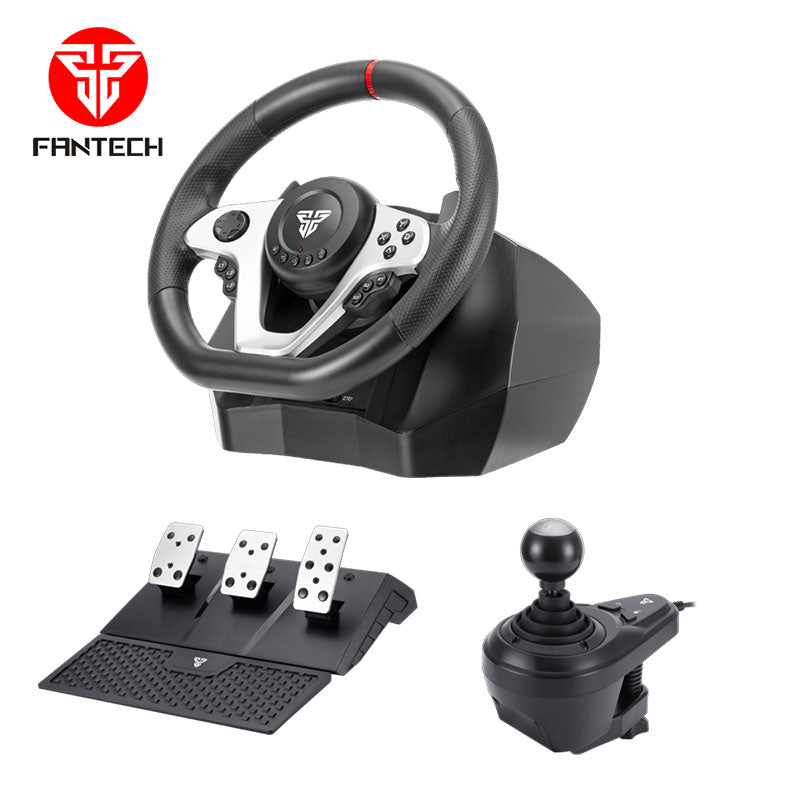 Fantech RS1 force feedback racing wheel with pedals and shifter.