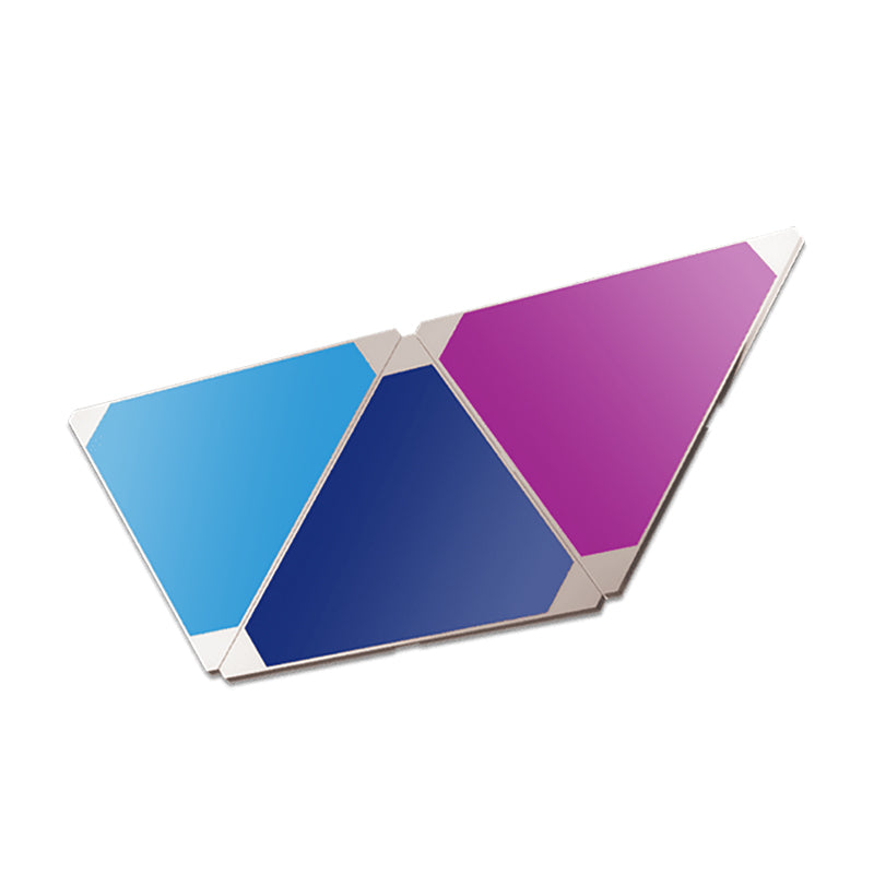 Fantech Smart RGB triangle light panels, showing blue, dark blue, and purple.