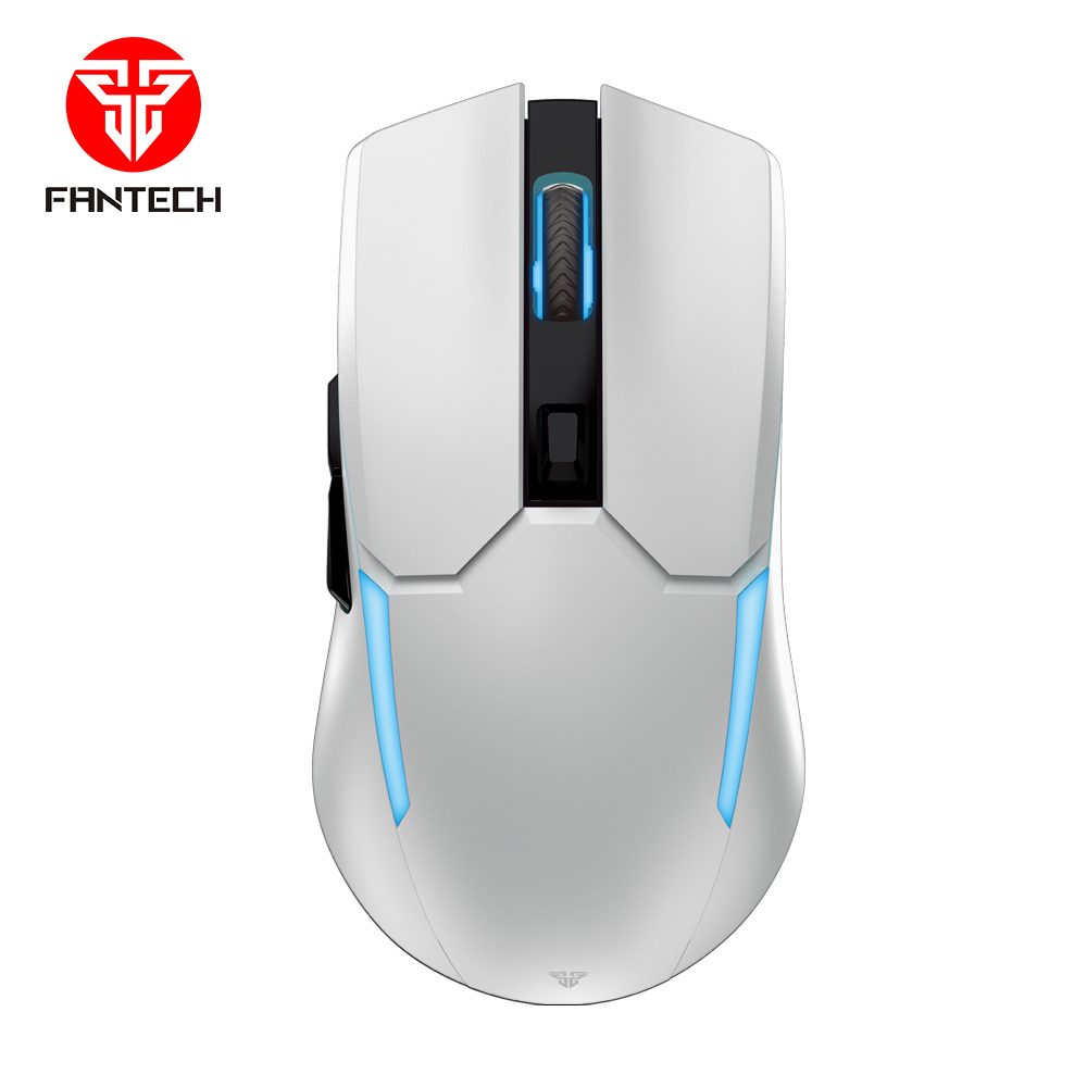 Fantech Venom II WGC2 wireless gaming mouse, white with blue lighting.