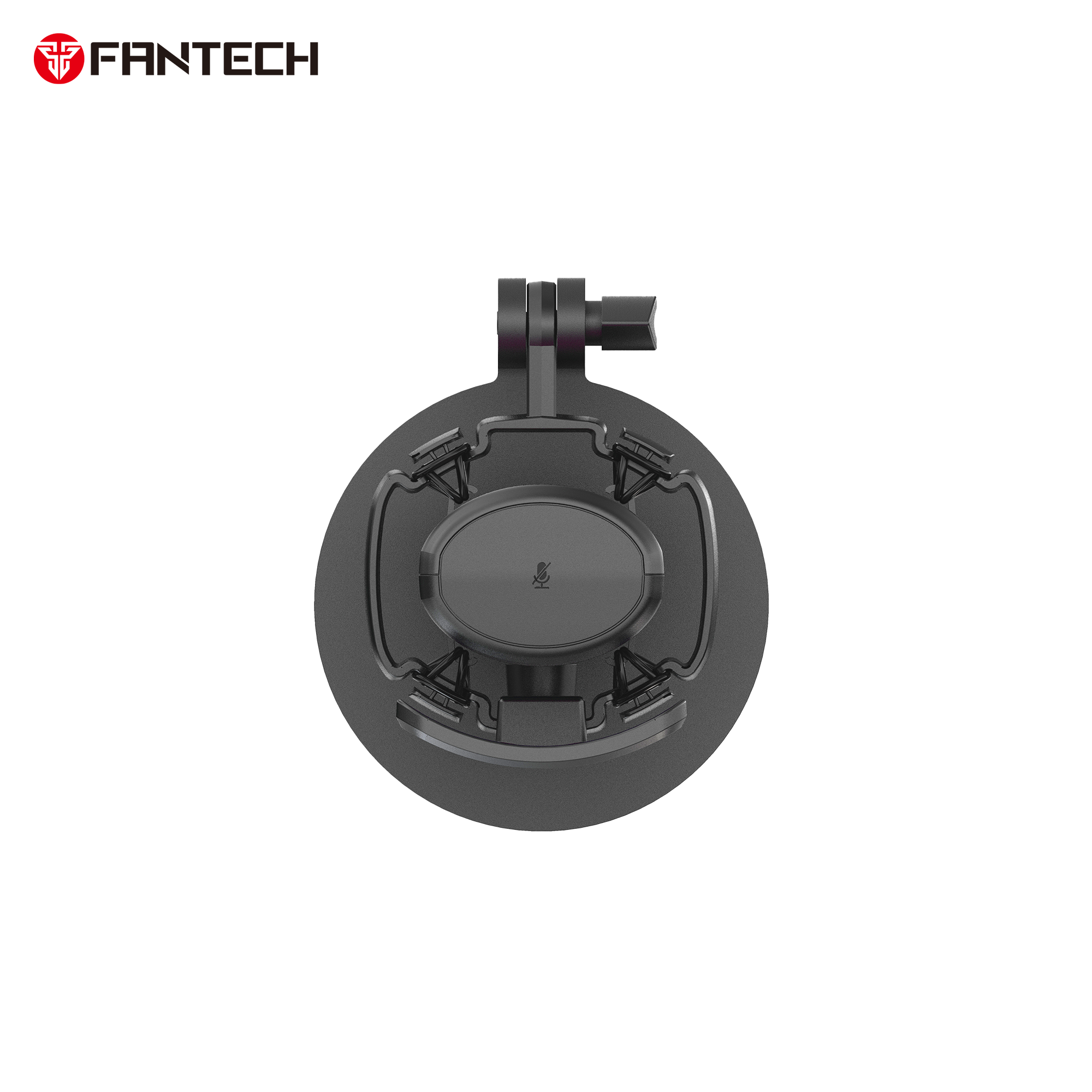 Top view of Fantech WMCX01 Leviosa Wave condenser microphone showing integrated shock mount structure and mounting bracket design.