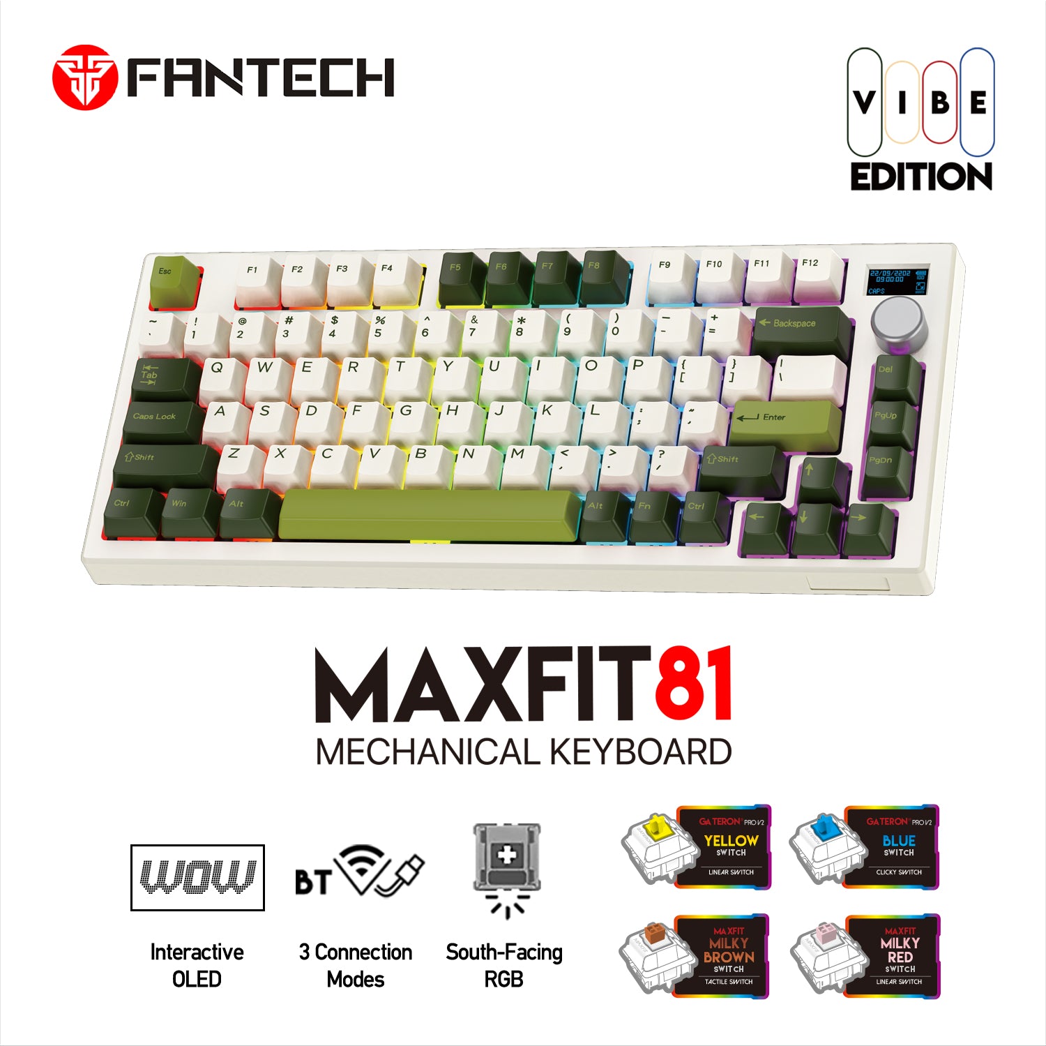 FANTECH MAXFIT81 MK910 VIBE EDITION  RGB TRI-MODE CONNECTIONS MODULAR