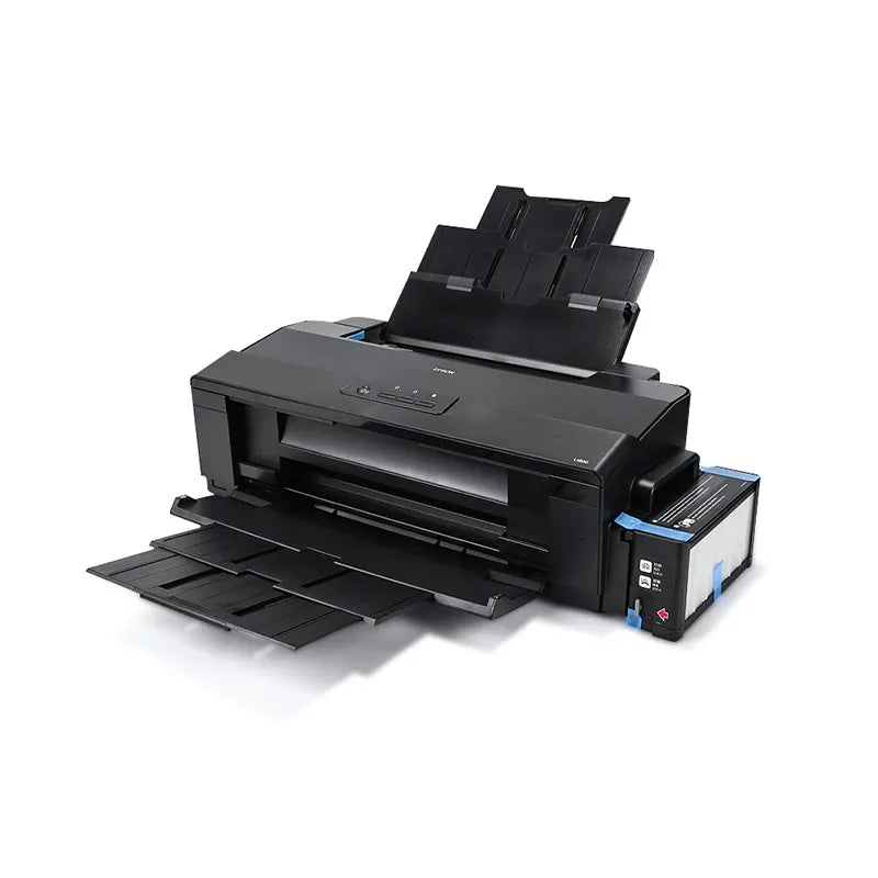 Epson L1800 six-color photo printer with integrated ink tanks.
