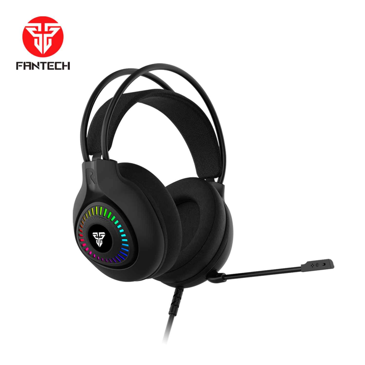 Fantech Orbit HG25 7.1 virtual surround sound gaming headset, black with RGB lighting.