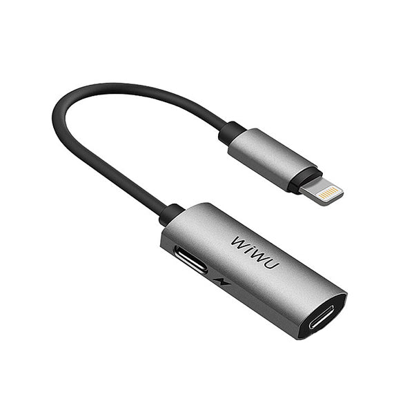 WiWU LT02 dual Lightning adapter for charging and audio.
