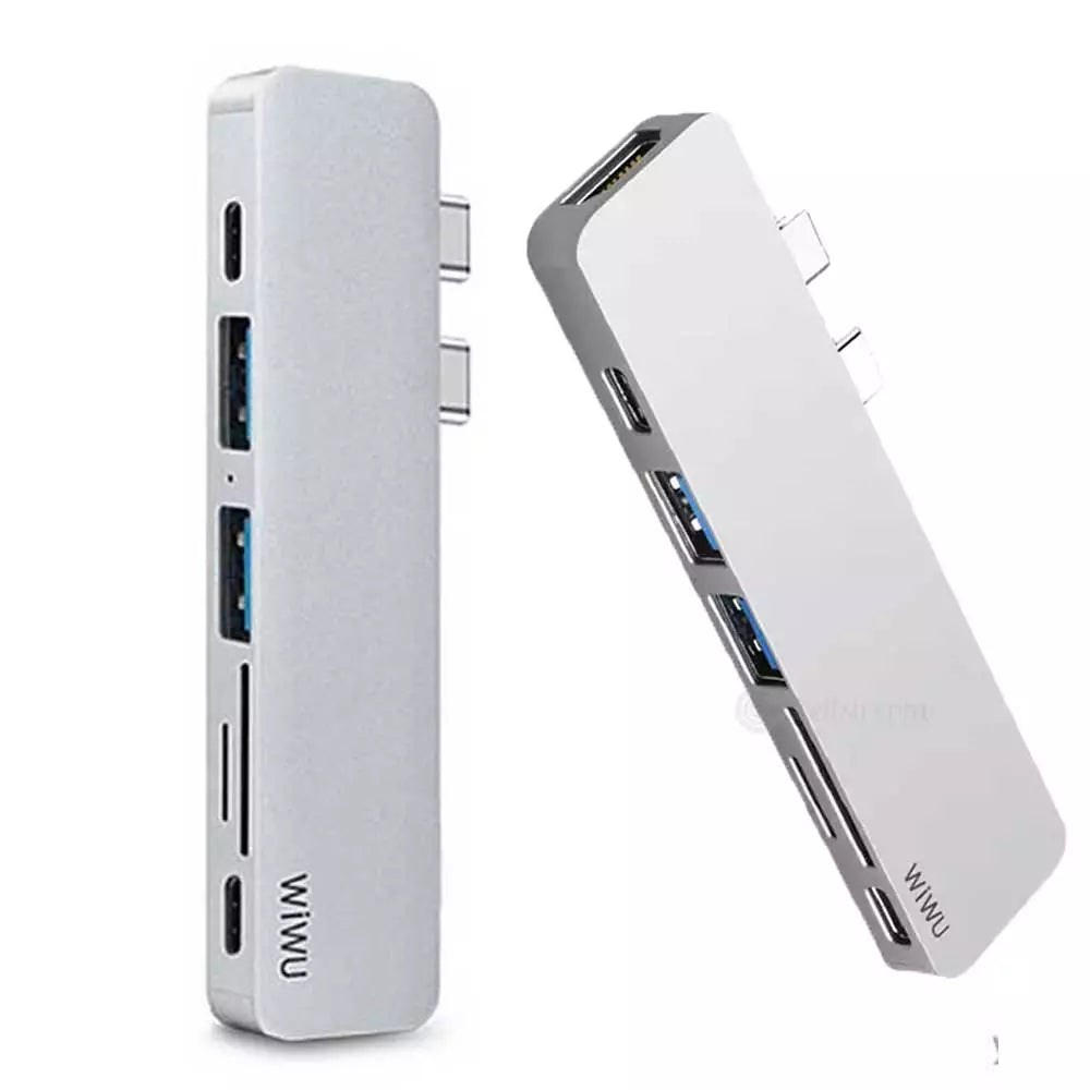WiWU T8 USB Type-C 7-in-1 hub with multiple ports.
